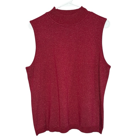 Style & Co. Collection Vintage Women's Red Sparkle Sleeveless Top SIze XL - Picture 1 of 6